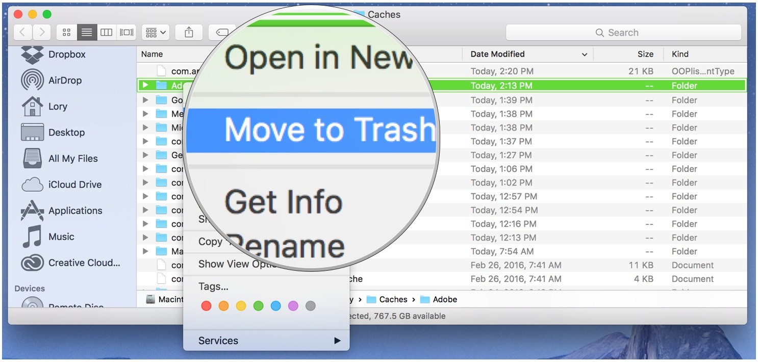 delete files on mac pro for space